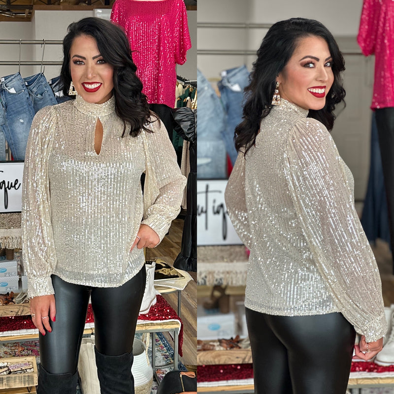 Sequins High Neck Blouse