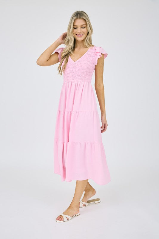 Flutter Sleeve Midi Dress