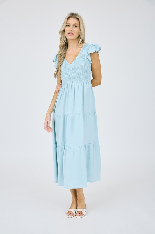 Flutter Sleeve Midi Dress